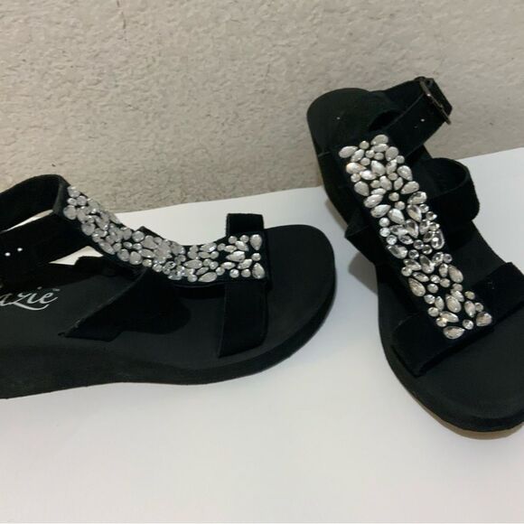 Grazie Embelished Platform Black Sandals 11 - Picture 11 of 12